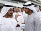 Dubajský vládce Muhammad Maktúm (vlevo) a jeho syn, korunní princ Hamdan (28....