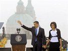 Barack Obama a Michelle Obamová na návtv v Praze