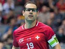 výcarská florbalová legenda Matthias Hofbauer na mistrovství svta v Praze.