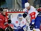 Momentka z duelu Ligy mistr Kometa Brno - Frölunda Indians.