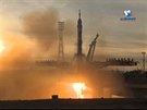 Start rakety Sojuz FG z Bajkonuru v prosinci 2018