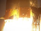 Detail motor rakety Sojuz FG pi startu z Bajkonuru 3. prosince 2018