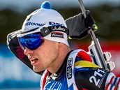 Michal Krm ve sprintu Svtovho pohru biatlonist v Pokljuce.