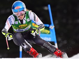 Amerianka Mikaela Shiffrinov na trati superobho slalomu v Lake Louis