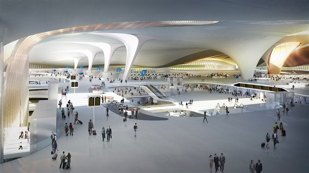 Vizualizace novho pekingskho letit Ta-sing od studia Zaha Hadid Architects