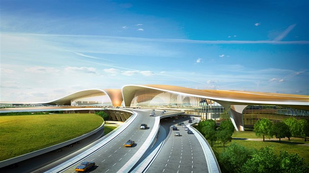 Vizualizace novho pekingskho letit Ta-sing od studia Zaha Hadid Architects