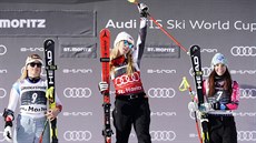 Americká lyaka Mikaela Shiffrinová se raduje z vítzství ve Svtovém poháru v...