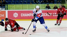 Momentka z duelu Ligy mistr Kometa Brno - Frölunda Indians.