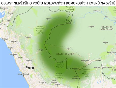 Rozshlou oblast u brazilsko-perunsk hranice obv nejvt poet domorodch...