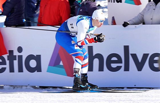 Michal Novák bhem sprintu volnou technikou ve výcarském Davosu.
