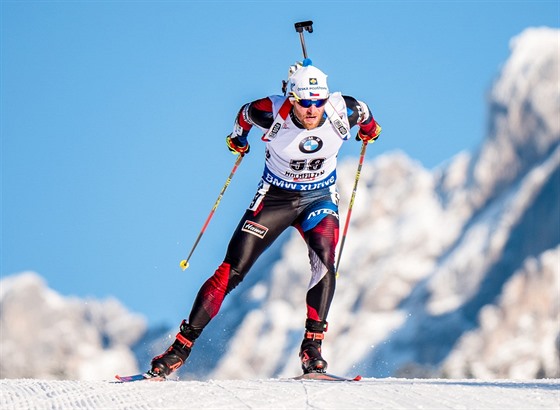 eský biatlonista Michal lesingr ve sprintu v Hochfilzenu. 