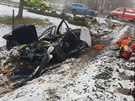 Nehoda spěšného vlaku a auta u Červeného Kostelce (18.12.2018).