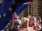 Ped britským parlamentem se seli odprci brexitu. (12. prosince 2018)
