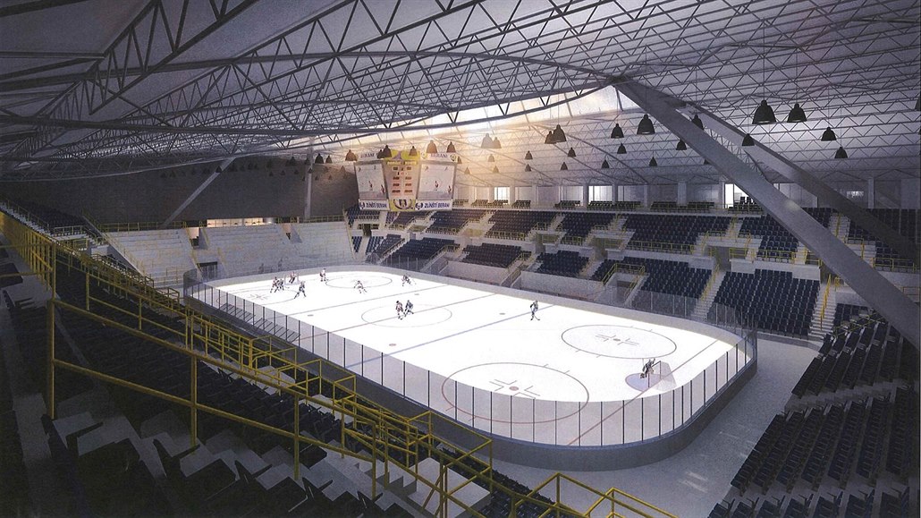 Plánovaná podoba Zimního stadionu Luďka Čajky ve Zlíně po rekonstrukci. Jestli se do ní radnice pustí v roce 2021, zatím není jisté.