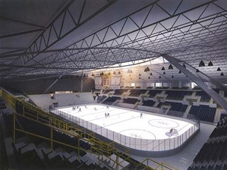 Plánovaná podoba Zimního stadionu Luďka Čajky ve Zlíně po rekonstrukci.