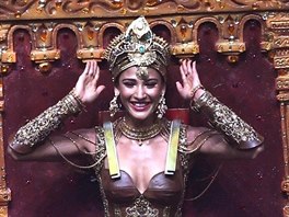 Nehal Chudasama, Miss India 2018 walks on stage during the 2018 Miss Universe...