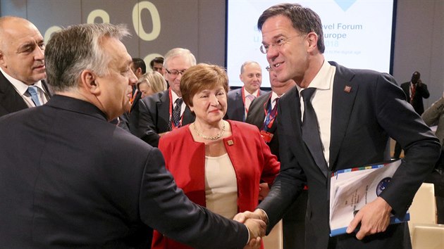 Maďarský premiér Viktor Orbán (vlevo) spolu s holandským premiérem Markem Ruttem.