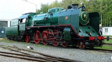 Lokomotiva ady 387.0 zvaná Mikádo v elezniním muzeu eských drah Luná u...