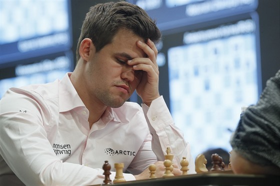 Magnus Carlsen na mistrovství svta v rapid achu.