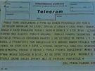 Telegram doruený zástupci editele letit Praha-Ruzyn v Praze Ing. Václavu...