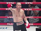 Boxer Luká Konený v duelu s Matúem Babiakem v praské O2 aren.