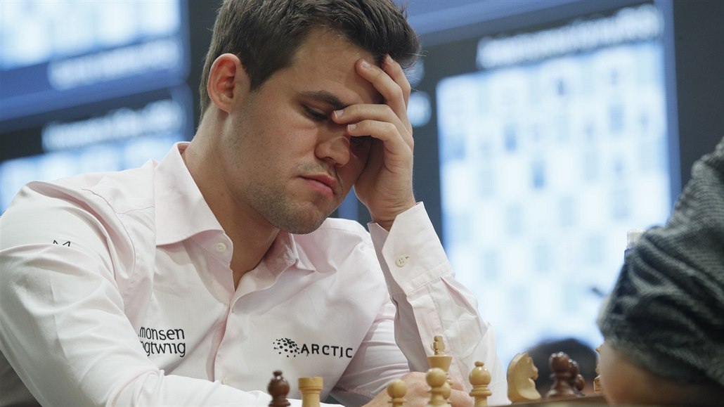 Magnus Carlsen na mistrovství světa v rapid šachu.