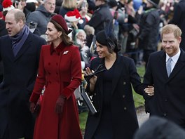 Thotná vévodkyn Meghan a Kate s maneli, princem Harrym a princem Williamem,...