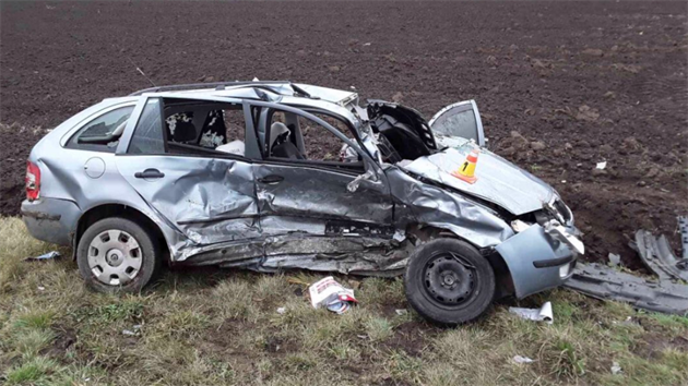 U Kralic na Hané se stala vážná nehoda dvou osobních aut (25. prosince 2018).