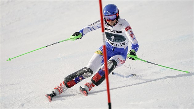 Petra Vlhov ze Slovenka ve slalomu v Courchevelu.