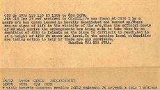 Ukázka opisu telegram zaslaných Hubákem z ecka