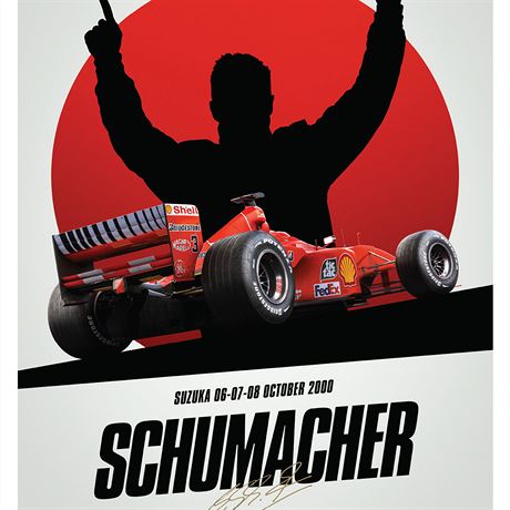 Srie plakt na oslavu padestin Michaela Schumachera