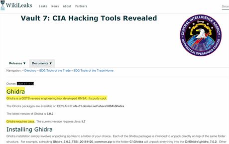 GHIDRA je nkolikrt zmnna v dokumentech CIA, kter zveejnil soubor...