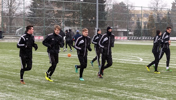 První zimní trénink fotbalist Olomouce.