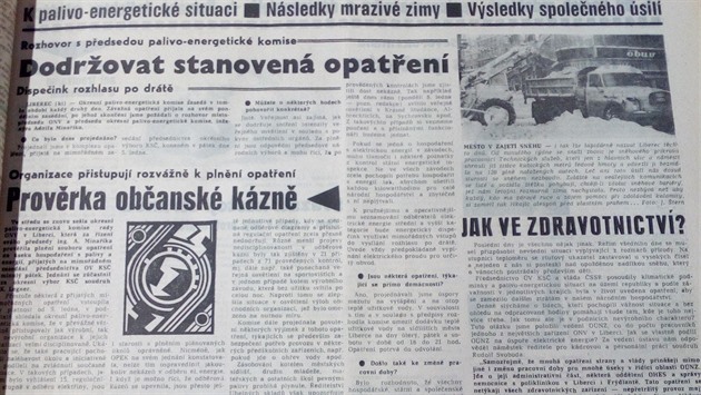 O snhové kalamit v lednu 1979 výrazn informoval i liberecký komunistický...