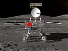 Simulace přistání čínského modulu na odvrácené straně Měsíce. Sonda dosedla 3....
