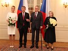Prezident Milo Zeman a manelka Ivana pivítali v Lánech premiéra Andreje...