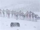 Momentka ze závodu na 15 kilometr klasicky s hromadným startem v Oberstdorfu.