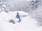 Jablonec nad Nisou se potýká se snhovou kalamitou. (9. ledna 2019)