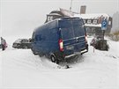 Dopravní nehody v Peci pod Snkou na Velké Pláni (2. 1. 2018)