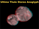 Planetka Ultima Thule ve 3D pro brýle filtrující barevné sloky pro levé a...