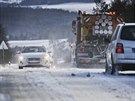 Dopravní komplikace u Vltejnu v Plzeském kraji (2. ledna 2018)