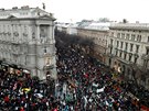 Protesty v Budapeti proti zákonu o pesasech a vlád Viktora Orbána (5. ledna...