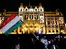 Protesty v Budapeti ped budovou parlamentu proti zákonu o pesasech a vlád...