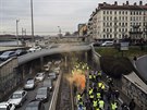 luté vesty zablokovali dálnici v Lyonu (5. ledna 2019)