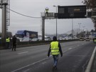 luté vesty zablokovali dálnici v Lyonu (5. ledna 2019)