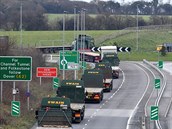 Kamiony zahltily dopravu do přístavu Dover na jihu Anglie při testu...