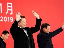 Tesla CEO Elon Musk and Shanghai's Mayor Ying Yong attend the Tesla Shanghai...