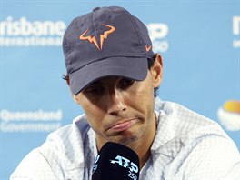 Rafael Nadal na tiskov konferenci v Brisbane.