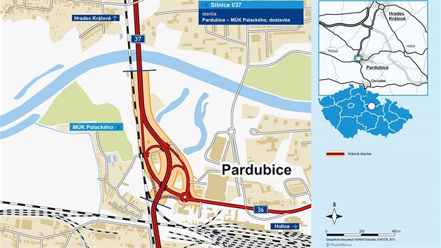 Po dostavbě křižovatky Palackého budou úpravy silnice I/37 u pardubického nádraží kompletní.