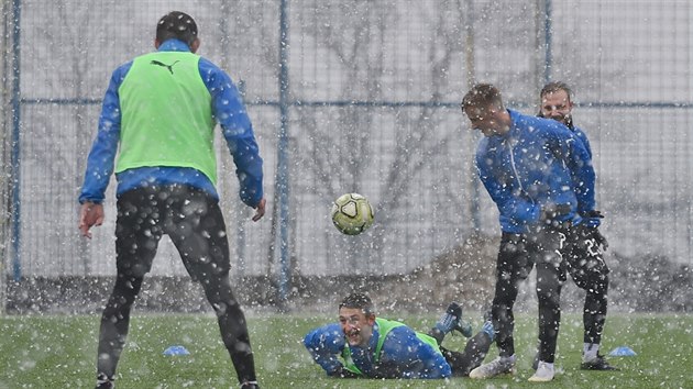 Fotbalist Teplic odstartovali zimn ppravu. Na trvnku se v chumelenici ocitl Jan Krob.